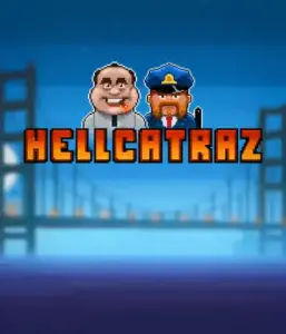 Explore the thrilling world of Hellcatraz slot by Relax Gaming, featuring a quirky prisoner and a guard with the infamous Alcatraz prison and San Francisco skyline in the background. This graphic depicts the adventure and mischief of an prison break-themed game, ideal for players looking for a unique slot experience, offering a captivating gaming experience. 