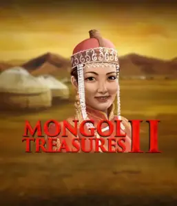 Discover the captivating heritage of Mongolia with the Mongol Treasures 2 game by Endorphina, highlighting a stunning Mongolian woman adorned in traditional attire against a golden Mongolian steppe backdrop. This image captures the essence of Mongolian history, providing a memorable visual adventure. 